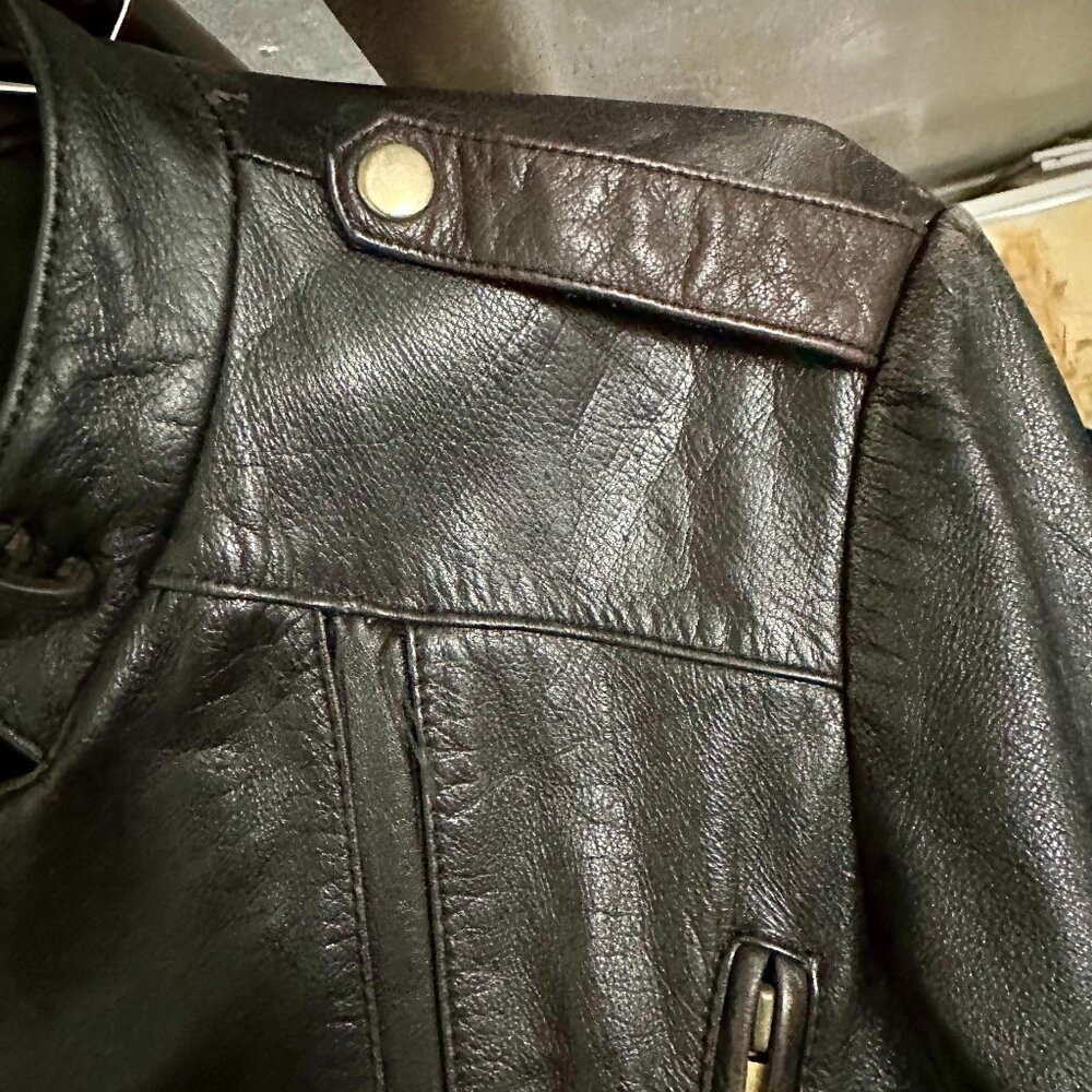 Vintage Blk Leather Moto Jacket Size 40  _Worn but Awesome_no Liner (As Is) - Picture 2 of 12